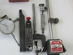 3 Vtg Starrett ToolMighty MagBase Ind Holder 657AATeclock Dial Test Indicator