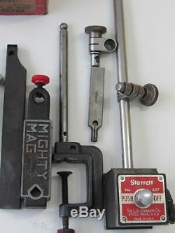 3 Vtg Starrett ToolMighty MagBase Ind Holder 657AATeclock Dial Test Indicator