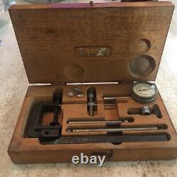 Complete Starrett 196-M Universal Plunger Dial Indicator Set in Wooden Box