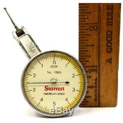 Early STARRETT DIAL TEST INDICATOR No. 708A Jeweled AMERICAN MADE. 0001 Grads