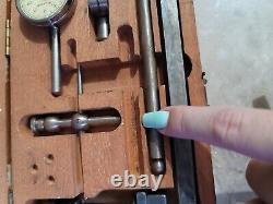 Incomplete Starrett Universal Plunger Dial Indicator Set in Wooden Box, SEE DES