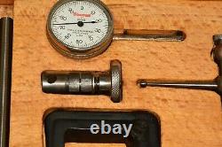 L S Starrett Dial Indicator Gauge & Accessories Good Fitted Wooden Box 1/1000