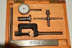 L S Starrett Dial Indicator Gauge & Accessories Good Fitted Wooden Box 1/1000