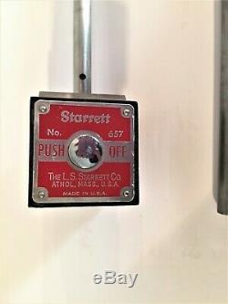 L. S. Starrett Magnetic Base No. 657 Dial Indicator No. 25-141 In Wood Box