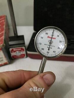 L. S. Starrett No. 196 Dial Test Indicator LS 196A1Z & 657AA Magnetic Base WithBox