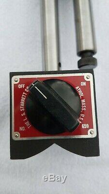 LS Starrett No 659 Dial Indicator Magnetic Base Holder, On/ Off Switch Made USA