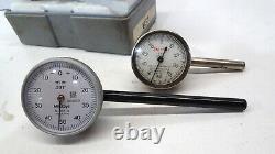 Mitutoyo 1157 & Starrett 196 Back Plunger Indicators in. 001 Graduations