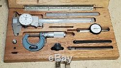 Mitutoyo precision tool kit 1 micrometer, indicator, dial caliper, 6 scale