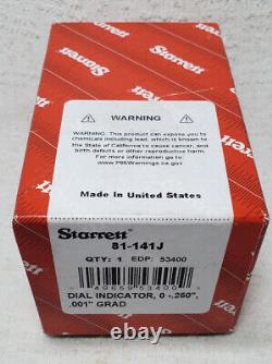 New Starrett 81-141j Machinist Dial Indicator 0.250 Range. 001 Graduation