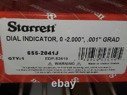 New Starrett Dial Indicator Lug Back 0-2 Range / 0.001 Graduation