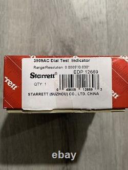 New Starrett Dial Test Indicator with Dovetail Mount. 030 Inch Range 3909AC