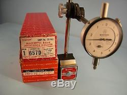 New Starrett No. 657D Mag Base with Attachments, & Mitutoyo 2923-10 Dial Indicator