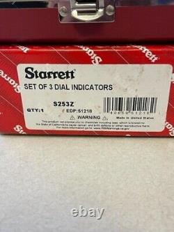New Starrett Set of 3 Dial Indicators S253Z
