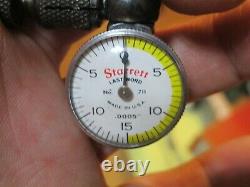 Nice Used Starrett No. 711 Last Work Dial Indicator With Attachments & Case