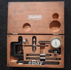 OLD Starrett No. 196 Universal Dial Test Indicator Set. 001 Jeweled Withwood Case