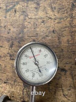 Pair Of Starrett 196 Universal Back Plunger Dial Indicator. 001 Good Condition