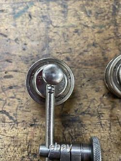 Pair Of Starrett 196 Universal Back Plunger Dial Indicator. 001 Good Condition