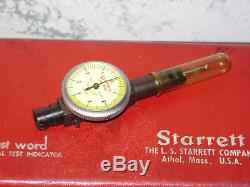 STARRETT. 0001 INCH LAST WORD DIAL INDICATOR NO 711 with CASE & ATTACHMENTS