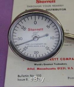 STARRETT 196A4Z Plung Back Dial Test Indicator Set, red case & box Machinist