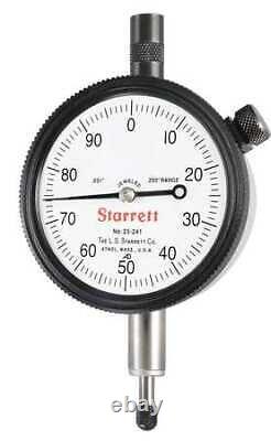 STARRETT 25-241J Dial Indicator, 0 to 0.250 In, 0-100 5UAU9