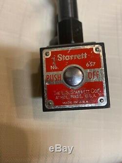 STARRETT 25-441 Jeweled Dial indicator and #657 Magnetic Base Used