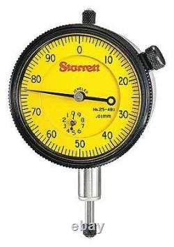 STARRETT 25-481J Dial Indicator, 0 to 10mm, 0-100