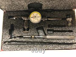 STARRETT 711 HSAZ+ Dial Indicator. 0005 with 3 tips and Friction Swivel Shank