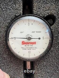 STARRETT 81-142J Dial Indicator 0.050 Range by. 01 withBox EDP53402 81-142 USA