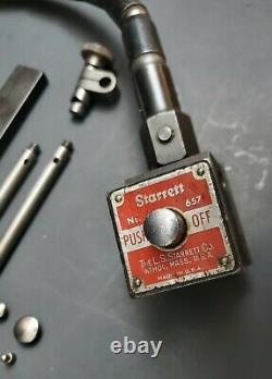 STARRETT Back Plunger Dial Test Indicator 196 Set & 657 Magnetic Base Machinist