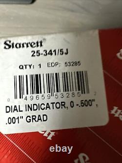 STARRETT Dial Indicator 25-341/5 J 1/2.500, 0.001 Grad New