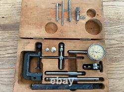 STARRETT NO. 196 DIAL INDICATOR GAUGE SET WithACCESORIES/BOX MACHINIST GAGE TOOL