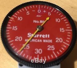 STARRETT NO. R811-1 DIAL TEST INDICATOR WithSWIVEL HEAD. 001 GRADS 0-30-0 RED DIAL
