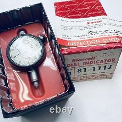 STARRETT No. 81-111J Dial Indicator. 0001 Grads. 025 Range NEW in Box