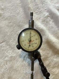 Starret No 81-141 Dial Indicator With Starret No 657 Push Off Metal Base