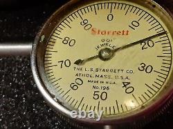 Starrett 196 Dial Indicator Kit Set 0-100 0.2 Range. 001 Graduation USA