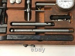 Starrett 196A Plunger Back Universal Dial Test Indicator Set in Wood Case USA