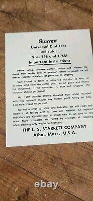 Starrett 196A1Z Dial Test Indicator used