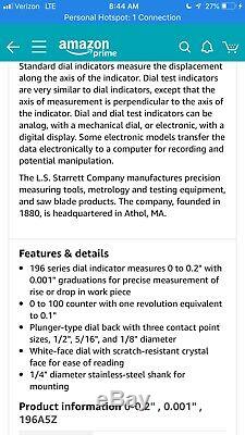 Starrett 196A5Z Universal Dial Test Indicator Kit