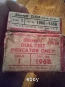 Starrett 196b back plunger dial indicator, 196g clamp, 196 k sleeve