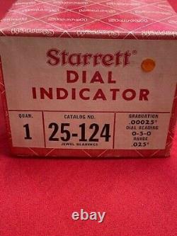 Starrett 25-124 Dial Indicator 0.025 Range, 0-5-0 Balanced Dial IN STOCK