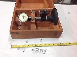 Starrett 25-131 Dial Indicator With Bench Test Stand Wooden Box NEED NEW LENS