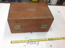 Starrett 25-131 Dial Indicator With Bench Test Stand Wooden Box NEED NEW LENS