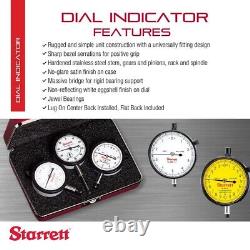 Starrett 25-131J Dial Indicator, 0.375 Inch Stem Dia, Lug-on-Center Back