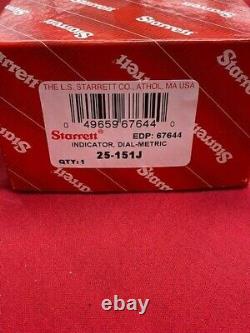 Starrett 25-151J Dial Indicator 0-0.25mm Range, 0-50-0 Balanced Dial IN STOCK