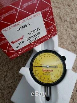 Starrett 25-161J Dial Indicator. 002mm Scale. 5mm rang. Metric