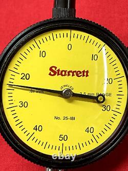 Starrett 25-181J Dial Indicator 0-2.5mm Range, 0-50-0 Balanced Dial IN STOCK
