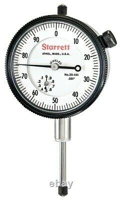 Starrett 25-441J Dial Indicator, 0 to 1 range, 0 to 100 reading