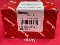 Starrett 25-511J Dial Indicator 0-0.2 Range, 0-5-0.0001 Grads IN STOCK