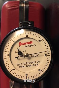 Starrett 650-5 Dial Indicator Kit. 0005 Grads, 0-20-0 Dial Back Plunger