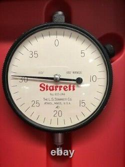 Starrett 655-244J Dial Indicator 0.100 Range, 0-40 Continuous Dial IN STOCK